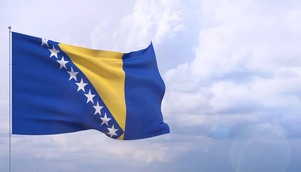 Bosna ve Hercegovina 'nın yüksek çözünürlüklü bayrağı. 3d illüstrasyon.