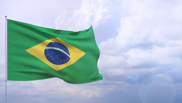 Hochauflösende Großaufnahme der brasilianischen Flagge. 3D-Illustration. — Stockfoto