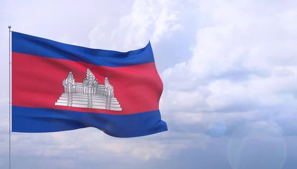 Bandeira de grande resolução do Camboja. Ilustração 3D . — Fotografia de Stock