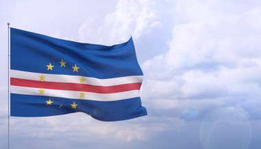 Cape Verde 'nin yüksek çözünürlüklü yakın çekim bayrağı. 3d illüstrasyon.