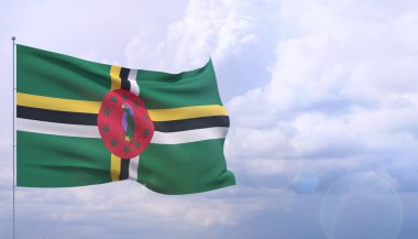 Dünyanın bayraklarını sallıyordu - Dominica bayrağı. 3B illüstrasyon.