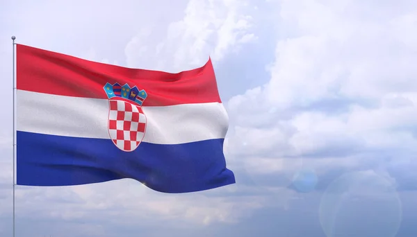 克罗地亚高分辨率特写旗。 3d说明. — 图库照片
