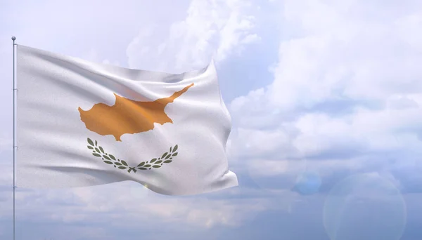 Cypryjska flaga zbliżeniowa o wysokiej rozdzielczości. Ilustracja 3D. — Zdjęcie stockowe