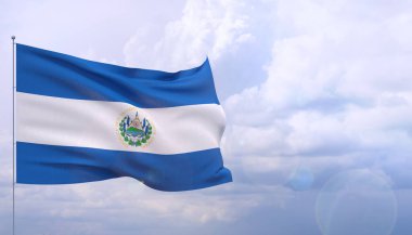 El Salvador bayrağı dalgalanan dünya bayrakları. 3B illüstrasyon.