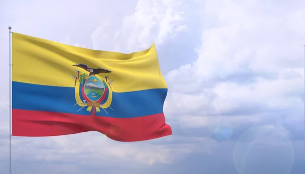 Ondeando banderas del mundo - Bandera de Ecuador. Ilustración 3D . —  Fotos de Stock