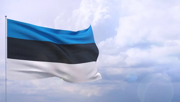 Világ zászlói lobognak - Észtország zászlója. 3D illusztráció. — Stock Fotó