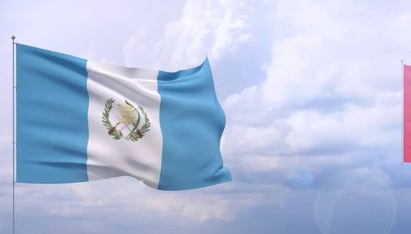 Flaggen der Welt schwenken - Flagge Guatemalas. 3D-Illustration. — Stockfoto