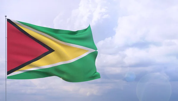 Waving flags of the world - flag of Guyana. 3D illustration. — Stock Photo, Image