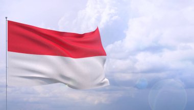 Dünyanın bayraklarını sallıyor. Endonezya bayrağı. 3B illüstrasyon.