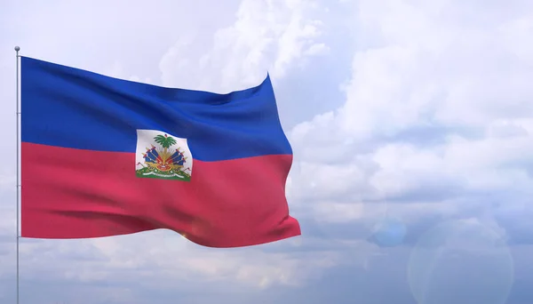 Dünyanın bayraklarını sallıyor - Haiti bayrağı. 3B illüstrasyon.