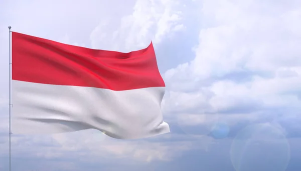 Wave flags of the world - flag Indonesia (dalam bahasa Inggris). Ilustrasi 3D . — Stok Foto