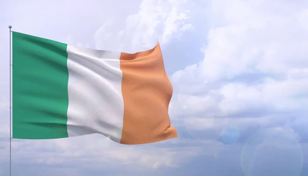 Хвилюючі прапори світу - прапор Ірландії. 3D ілюстрація. — стокове фото