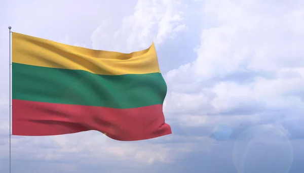 Banderas ondeando del mundo - Bandera de Lituania. Ilustración 3D . —  Fotos de Stock