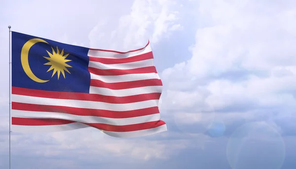 Waving flags of the world - flag of Malaysia. 3D illustration. — Stock Photo, Image