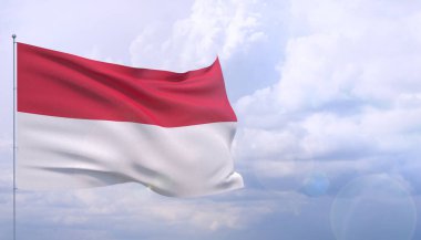 Dünyanın bayraklarını sallıyor - Monako bayrağı. 3B illüstrasyon.