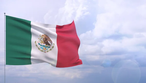 Κυματιστές σημαίες του κόσμου - σημαία του Μεξικού. 3D απεικόνιση. — Φωτογραφία Αρχείου