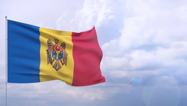 Machające flagi świata - flaga Mołdawii. 3D ilustracja. — Zdjęcie stockowe