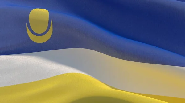 Bilder der Flagge der russischen Region - Flagge von Burjatien. Schwingende Banner 3D-Illustration. — Stockfoto