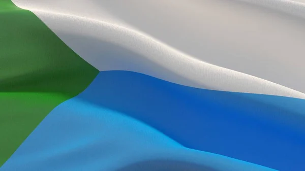 Ruská vlajka regionu obrázky - Vlajka Chabarovsk Krai. Nápis - vlnění 3D ilustrace. — Stock fotografie