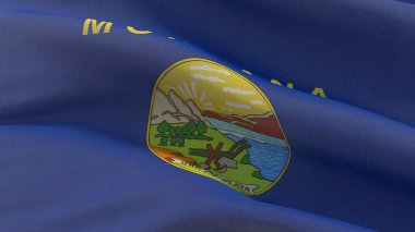 Usa eyaletinin bayrakları. Montana eyaleti bayrağı. 3d illüstrasyon.