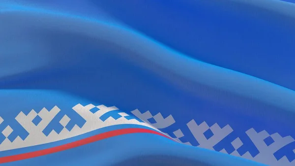 Ruská vlajka regionu obrázky - vlajka Nenets Autonomní Okrug. Nápis - vlnění 3D ilustrace. — Stock fotografie