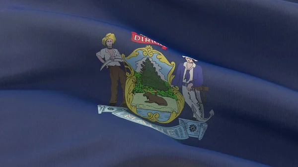 乌萨州的旗帜。缅因州旗。3d说明. — 图库照片