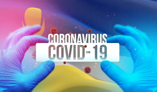 Coronavirus disease COVID-19 infection in Russian region, flag images concept - Flag of Buryatia. Koronavirus v Rusku koncept 3D ilustrace. — Stock fotografie