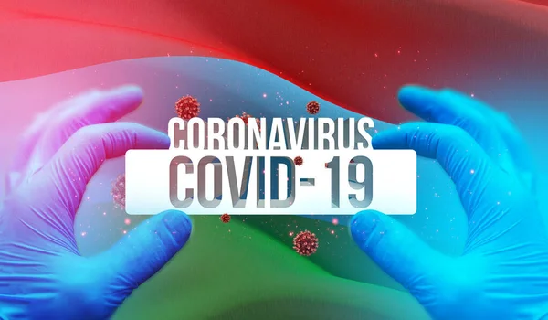 Хвороба Коронавірусу COVID-19 в Росії, концепцію прапора - прапор Республіки Карелія. Коронавірус в Росії Концепція 3D ілюстрація. — стокове фото