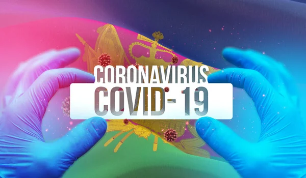 Νόσος του Coronavirus λοίμωξη COVID-19 στη ρωσική περιοχή, σημαία έννοια εικόνες - σημαία του Krasnodar Krai. Coronavirus στη Ρωσία έννοια 3D εικονογράφηση. — Φωτογραφία Αρχείου