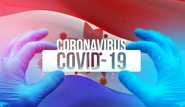 Doença por coronavírus Infecção por COVID-19 na região russa, conceito de imagem de bandeira - Bandeira da Mordovia. Coronavírus na Rússia conceito ilustração 3D . — Fotografia de Stock