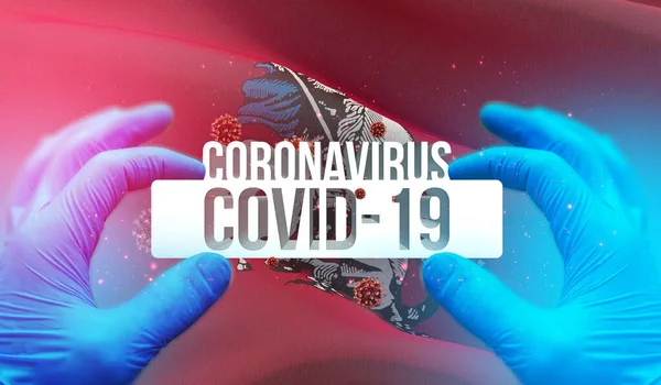 Хвороба Коронавірусу COVID-19 в Росії, концепцію прапора - прапор Москви, в Російській Федерації. Коронавірус в Росії Концепція 3D ілюстрація. — стокове фото