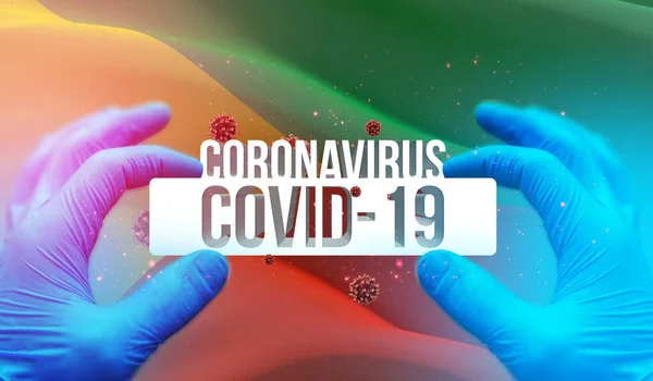 Coronavirus disease COVID-19 infection in russian region, flag images concept - Flag of Chita Oblast, Zabaykalsky Krai. Coronavirus in Russia concept 3D illustration. — Stock Photo, Image