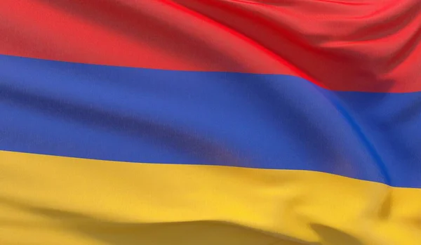 Viftar med Armeniens flagga. Viftade mycket detaljerad närbild 3D-render. — Stockfoto