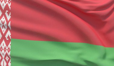 Belarus 'un ulusal bayrağını sallıyor. Son derece detaylı 3D görüntüleme dalgası.