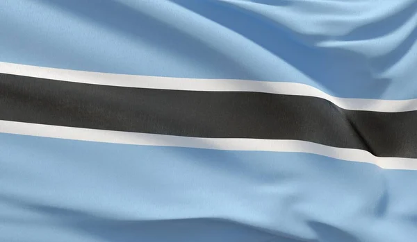 Waving national flag of Botswana. Waved highly detailed close-up 3D render. — Stock Photo, Image