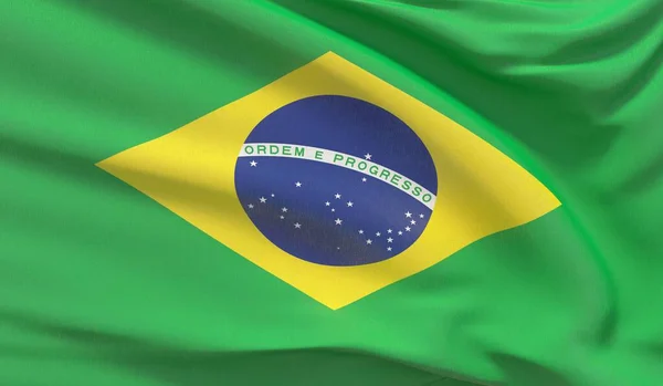 브라질의 국기흔들기. 상당히 상세 한 3D 렌더링 기능을 제공 합니다.. — 스톡 사진
