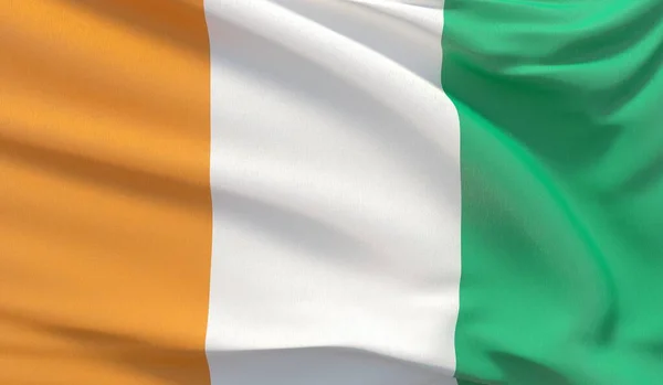 Waving national flag of Cote Ivoire. Waved highly detailed close-up 3D render. — Stock Photo, Image