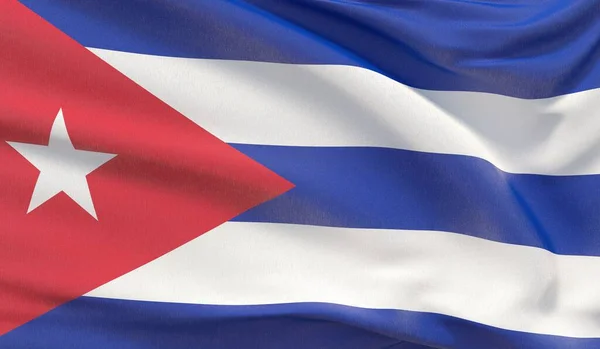 Agitant le drapeau national de Cuba. Rendez-vous 3D en gros plan très détaillé . — Photo