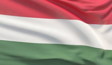 Waving national flag of Hungary. Waved highly detailed close-up 3D render. clipart
