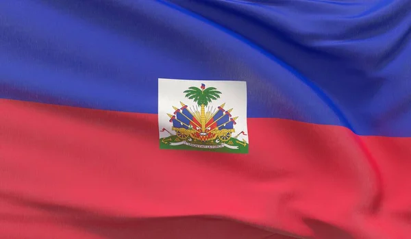 Waving national flag of Haiti. Waved highly detailed close-up 3D render. — Stock Photo, Image