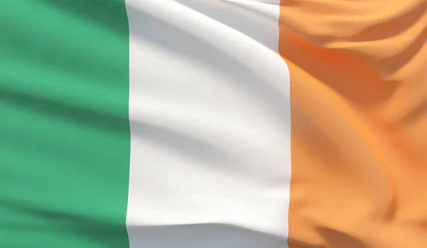 Мав національний прапор Ірландії. Waved високо деталізований 3D рендеринг. — стокове фото