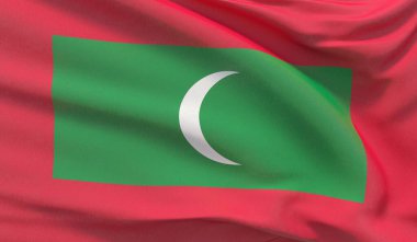 Ulusal Maldivler bayrağı sallıyor. Son derece detaylı 3D görüntüleme dalgası.