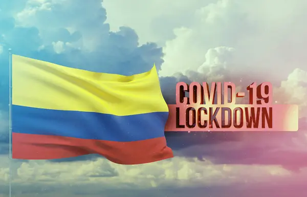 Coronavirus Ausbruch und Coronaviren Influenza Lockdown Konzept mit Flagge Kolumbiens. 3D-Abbildung zur Pandemie. — Stockfoto