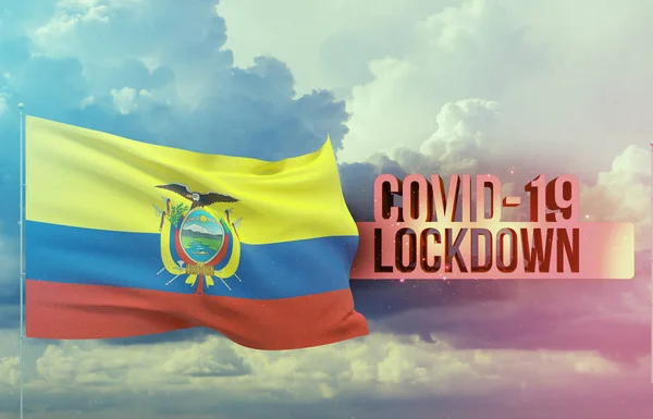 Coronavirus Ausbruch und Coronaviren Influenza Lockdown Konzept mit Flagge von Ecuador. 3D-Abbildung zur Pandemie. — Stockfoto