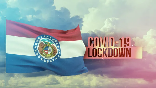 Coronavirus Ausbruch und Coronaviren Influenza Lockdown Konzept mit Flagge der Staaten der USA. 3D-Darstellung der Pandemie-Flagge des Staates Tennessee. — Stockfoto