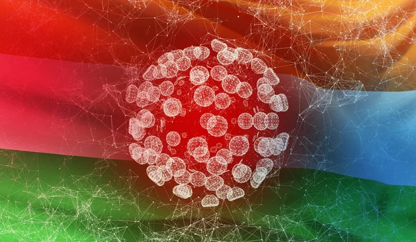 Lékařský virový molekulární koncept s vlajkou Nigeru. Pandemická 3D ilustrace. — Stock fotografie