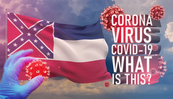 코로나 바이러스 COVID-19, Frequently Asked Question - What Is It text, medical conception with flag of the States. 미국 텍사스 플래그 3D 일러스트. — 스톡 사진