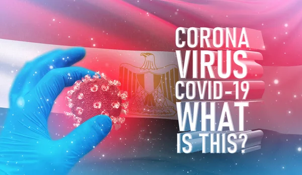 Coronavirus COVID-19, Pertanyaan yang Sering Ditanyakan - Apa itu teks, konsep medis dengan bendera Mesir. Ilustrasi 3D Pandemic. — Stok Foto