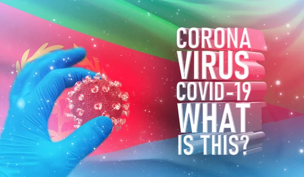 Coronavirus COVID-19, Frequently Asked Question - What Is It text, medical concept with flag of Eritrea. Pandemic 3D illustration. — Stock Photo, Image