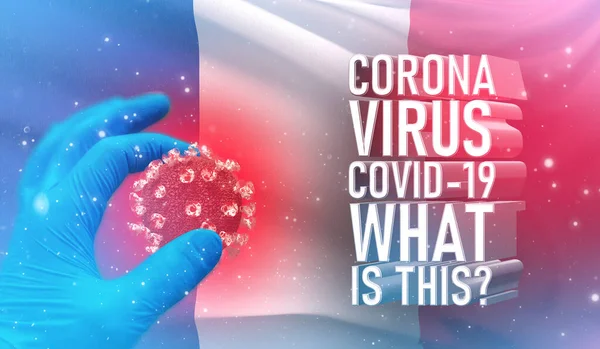 Coronavirus COVID-19, Frequently Asked Question - What Is It text, medical concept with flag of France. Pandemic 3D illustration.